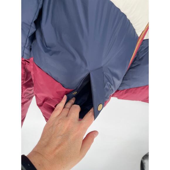 J. Crew Maroon White Blue Colorblock Puffer Jacket with Primaloft size Medium - Picture 5 of 15